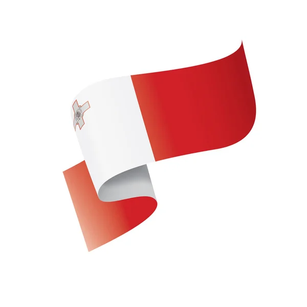 Malta bayrağı, beyaz bir arka plan üzerinde vektör çizim — Stok Vektör