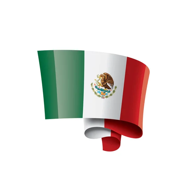 Meksika bayrağı, beyaz bir arka plan üzerinde vektör çizim — Stok Vektör