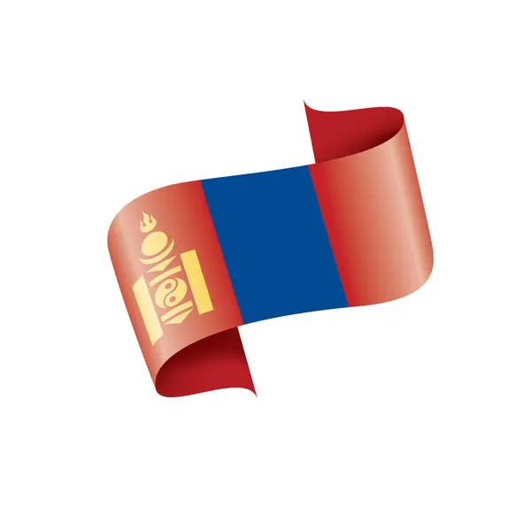 Σημαία της Μογγολίας, εικονογράφηση διάνυσμα σε λευκό φόντο — Διανυσματικό Αρχείο