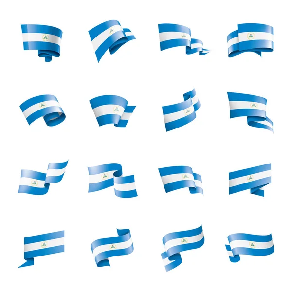 Nicaragua-Flagge, Vektorabbildung auf weißem Hintergrund — Stockvektor