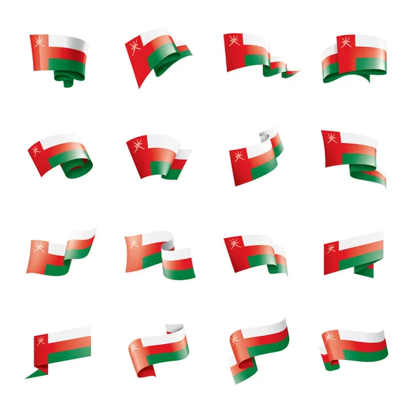 Bandera de Omán, ilustración vectorial sobre fondo blanco — Archivo Imágenes Vectoriales