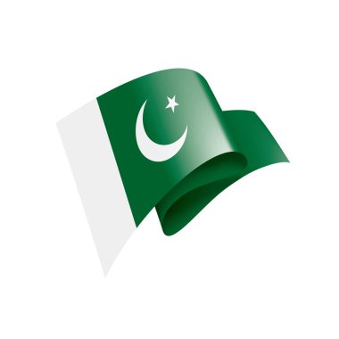 Pakistan bayrağı, beyaz arkaplanda vektör illüstrasyonu