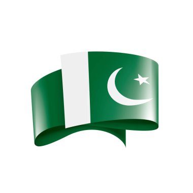 Pakistan bayrağı, beyaz arkaplanda vektör illüstrasyonu