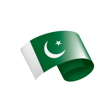 Pakistan bayrağı, beyaz arkaplanda vektör illüstrasyonu
