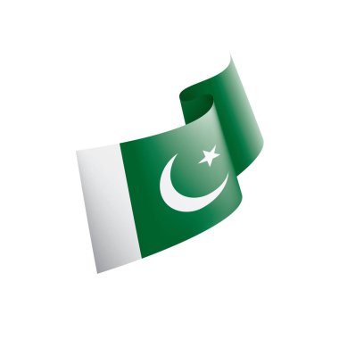 Pakistan ulusal bayrağı, beyaz arka planda vektör illüstrasyonu