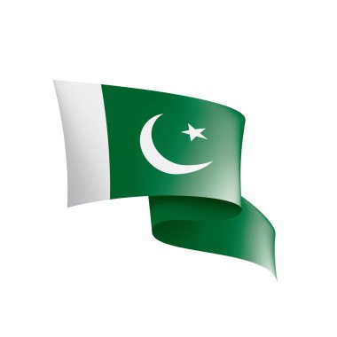 Pakistan bayrağı, beyaz arkaplanda vektör illüstrasyonu
