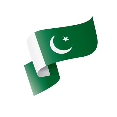 Pakistan bayrağı, beyaz arkaplanda vektör illüstrasyonu