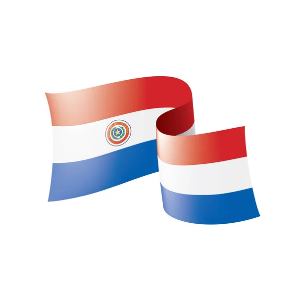 Bendera Paraguay, ilustrasi vektor pada latar belakang putih - Stok Vektor