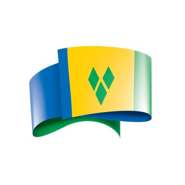 Saint Vincent ve Grenadines bayrağı, beyaz arkaplanda vektör çizimi