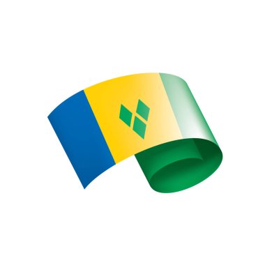 Saint Vincent ve Grenadines bayrağı, beyaz arkaplanda vektör çizimi