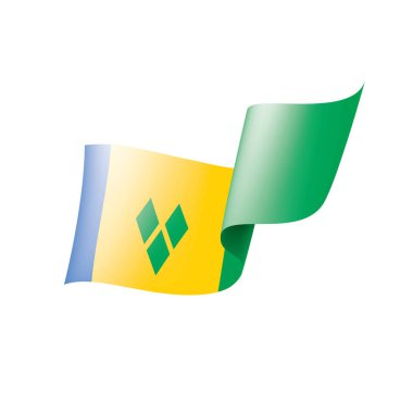 Saint Vincent ve Grenadines bayrağı, beyaz arkaplanda vektör çizimi