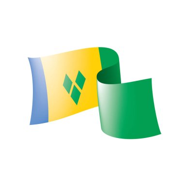 Saint Vincent ve Grenadines bayrağı, beyaz arkaplanda vektör çizimi