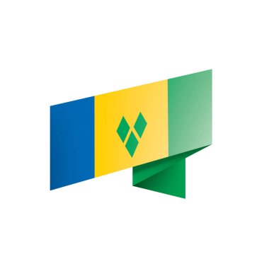 Saint Vincent ve Grenadines bayrağı, beyaz arkaplanda vektör çizimi