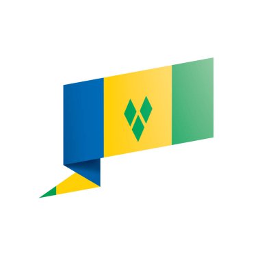 Saint Vincent ve Grenadines bayrağı, beyaz arkaplanda vektör çizimi