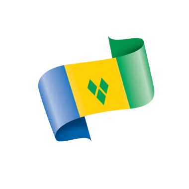 Saint Vincent ve Grenadines bayrağı, beyaz arkaplanda vektör çizimi