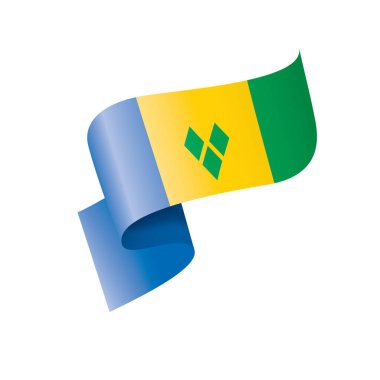 Saint Vincent ve Grenadines bayrağı, beyaz arkaplanda vektör çizimi