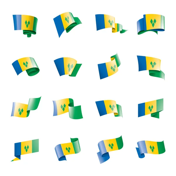 Saint Vincent en de Grenadines vlag, vector illustratie op een witte achtergrond — Stockvector