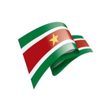 Surinam bayrak, beyaz bir arka plan üzerinde vektör çizim