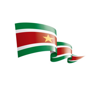 Surinam bayrak, beyaz bir arka plan üzerinde vektör çizim