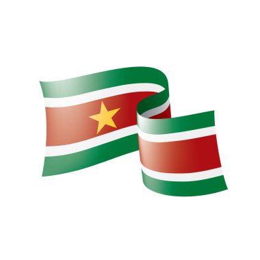 Surinam bayrak, beyaz bir arka plan üzerinde vektör çizim