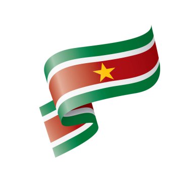 Surinam bayrak, beyaz bir arka plan üzerinde vektör çizim