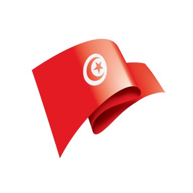 Tunus bayrağı, beyaz bir arka plan üzerinde vektör çizim