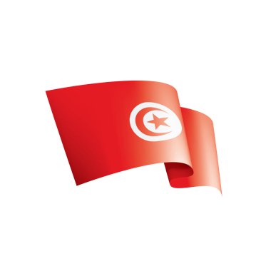Tunus bayrağı, beyaz bir arka plan üzerinde vektör çizim