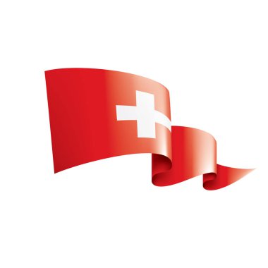 İsviçre bayrağı, beyaz arkaplanda vektör illüstrasyonu
