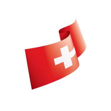 İsviçre bayrağı, beyaz arkaplanda vektör illüstrasyonu