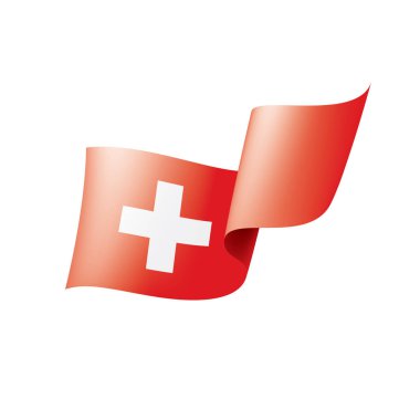 İsviçre bayrağı, beyaz arkaplanda vektör illüstrasyonu