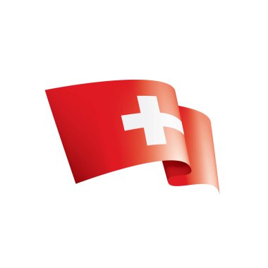 İsviçre bayrağı, beyaz arkaplanda vektör illüstrasyonu