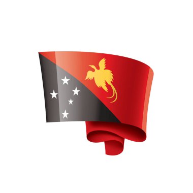 Papua Yeni Gine bayrağı, beyaz arkaplanda vektör illüstrasyonu