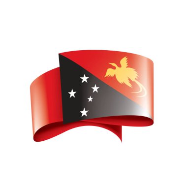 Papua Yeni Gine bayrağı, beyaz arkaplanda vektör illüstrasyonu