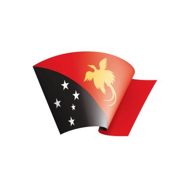 Papua Yeni Gine bayrağı, beyaz arkaplanda vektör illüstrasyonu