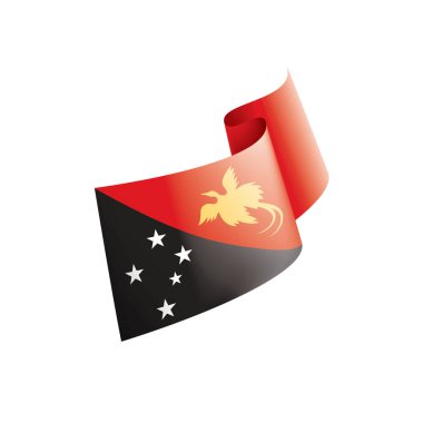 Papua Yeni Gine bayrağı, beyaz arkaplanda vektör illüstrasyonu