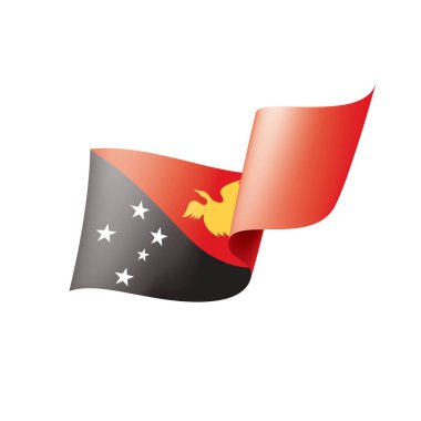 Papua Yeni Gine bayrağı, beyaz arkaplanda vektör illüstrasyonu
