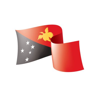 Papua Yeni Gine bayrağı, beyaz arkaplanda vektör illüstrasyonu