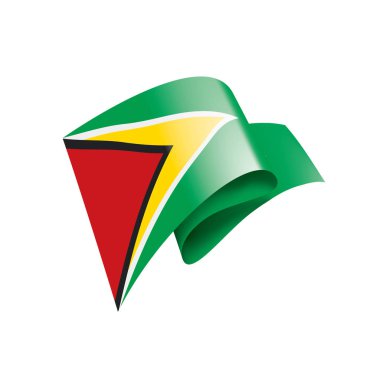 Guyana bayrağı, beyaz arkaplanda vektör illüstrasyonu