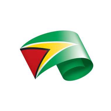 Guyana bayrağı, beyaz arkaplanda vektör illüstrasyonu