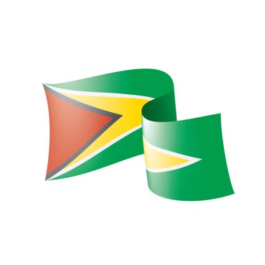 Guyana bayrağı, beyaz arkaplanda vektör illüstrasyonu