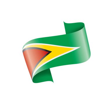 Guyana bayrağı, beyaz arkaplanda vektör illüstrasyonu