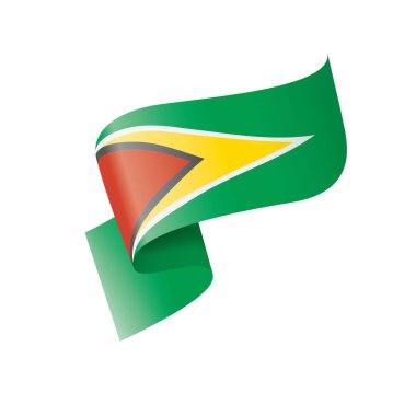 Guyana bayrağı, beyaz arkaplanda vektör illüstrasyonu