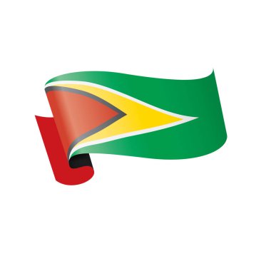 Guyana bayrağı, beyaz arkaplanda vektör illüstrasyonu