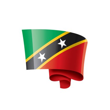 Saint Kitts ve Nevis bayrağı, beyaz arkaplanda vektör çizimi