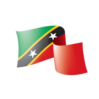 Saint Kitts ve Nevis bayrağı, beyaz arkaplanda vektör çizimi