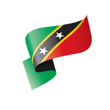 Saint Kitts ve Nevis ulusal bayrağı, beyaz arka planda vektör illüstrasyonu