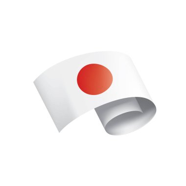 Japon bayrağı, beyaz arkaplanda vektör illüstrasyonu