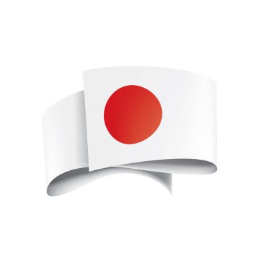 Japon bayrağı, beyaz arkaplanda vektör illüstrasyonu