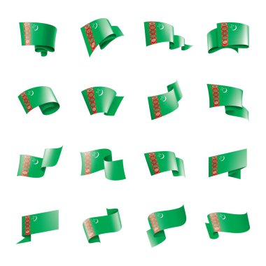 Türkmenistan bayrağı, beyaz bir arka plan üzerinde vektör çizim