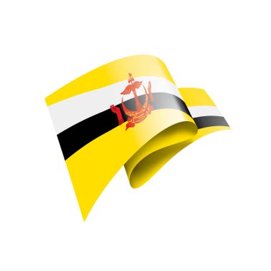Brunei bayrağı, beyaz arkaplanda vektör illüstrasyonu